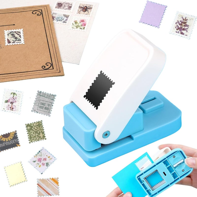 CYFUN DESIGN Stamp Punch, Stamp Puncher, 1X0.8inch Rectangular Postage Stamps Punches, Stamps Shaped Paper Punch, Lever Paper Punches for Crafting,Craft Cutter Hole Puncher for Scrapbooking Journaling Card Making - Image 1